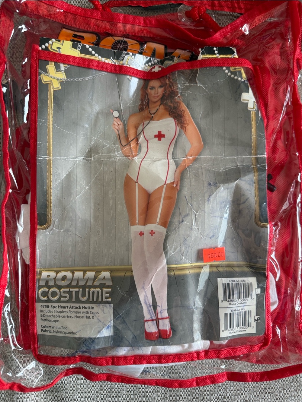 Source Unknown Nurse Costume - White with Red Trim